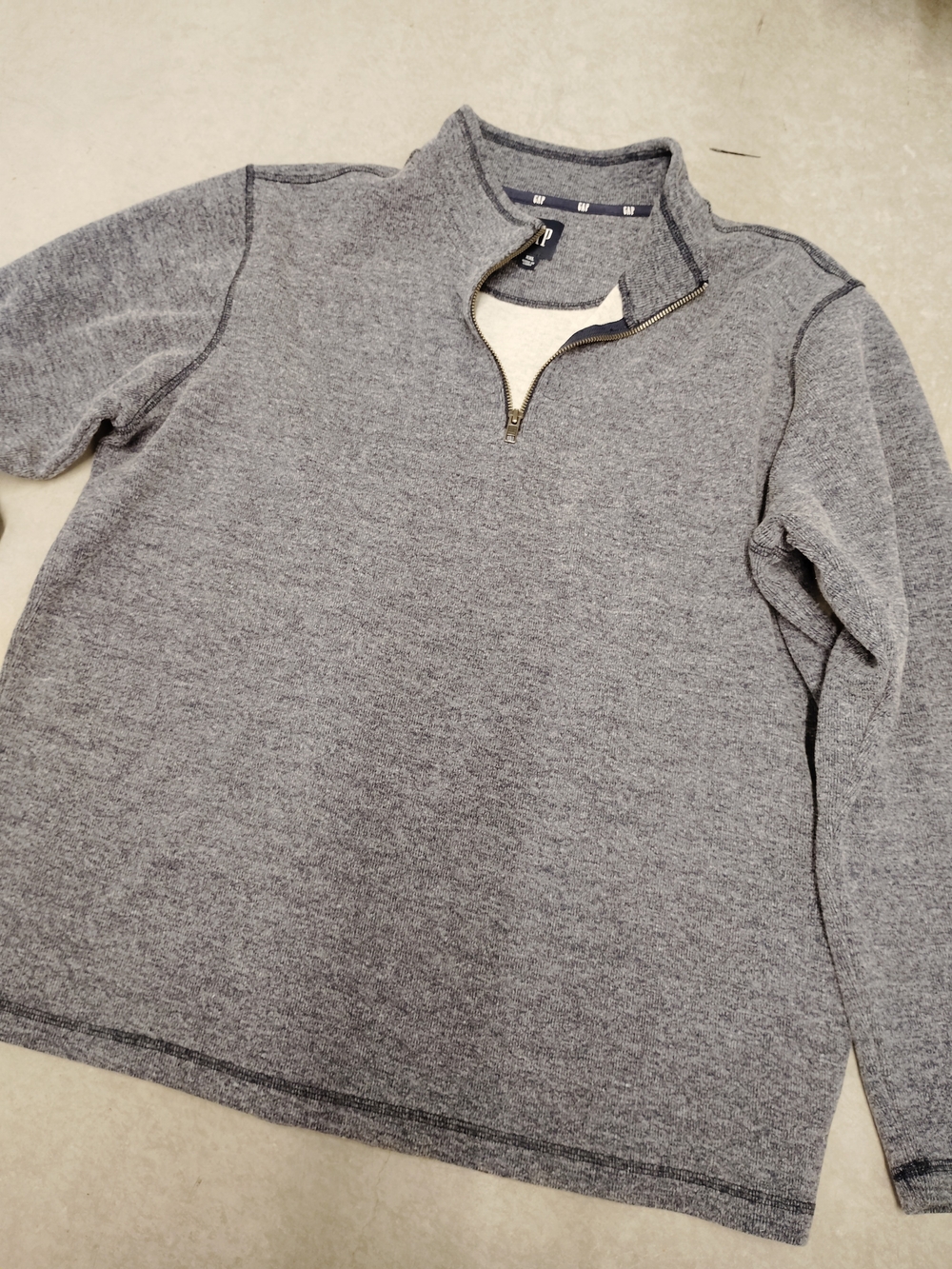 GAP Men's Heather Gray Quarter-Zip Crewneck Sweater